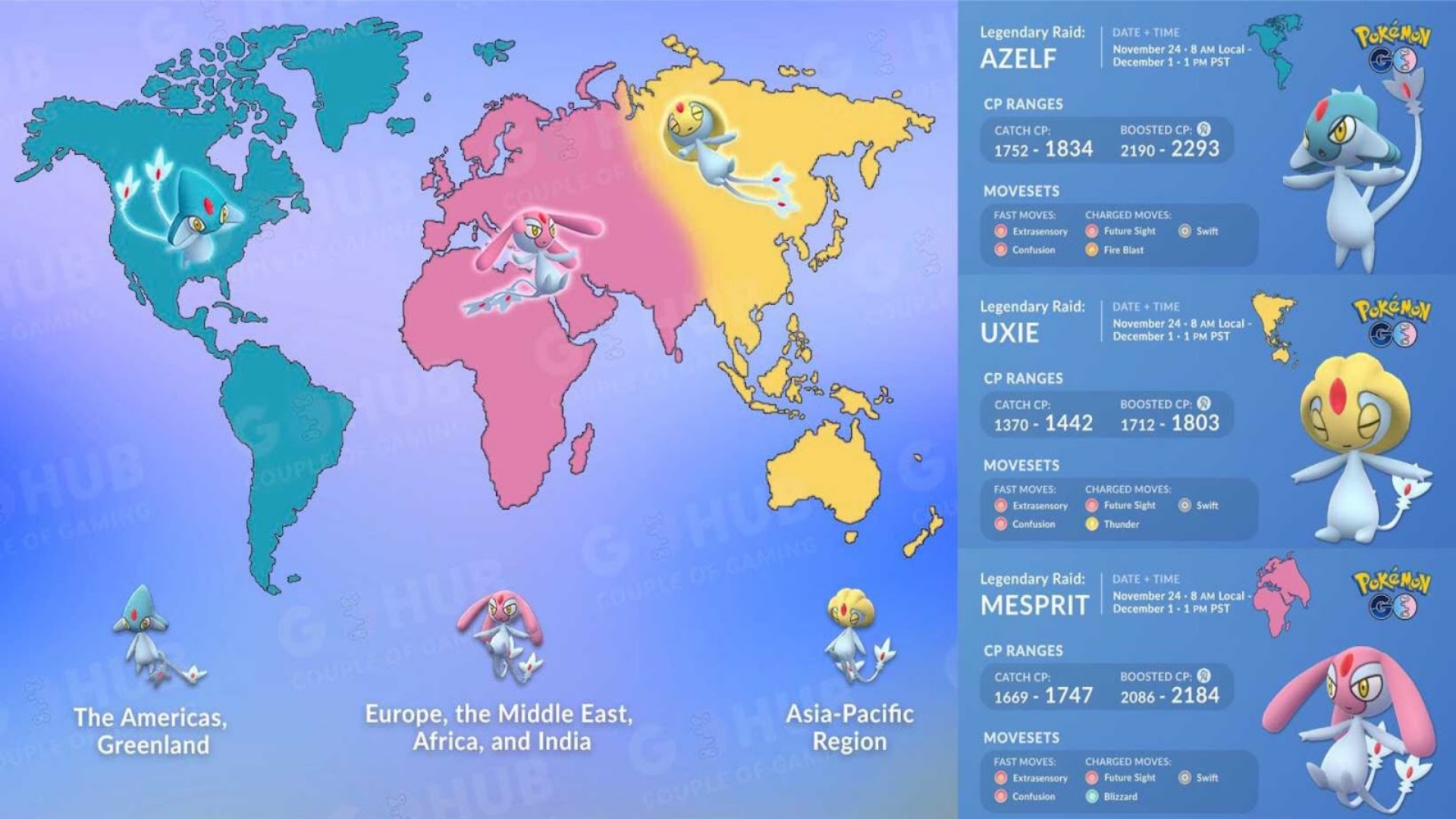 Where to get Uxie, Mesprit, and Azelf in Pokemon GO